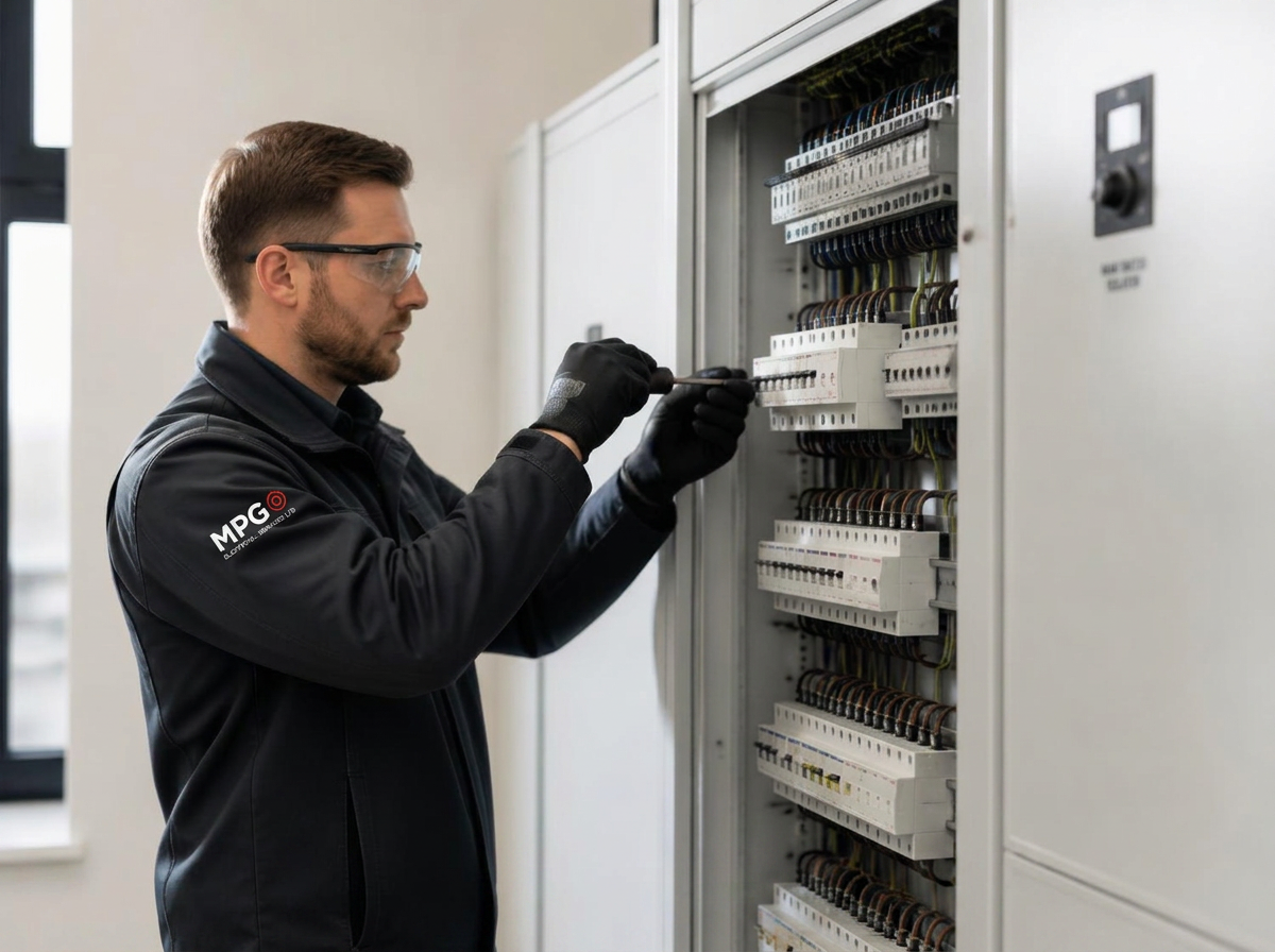 MPG electrical engineer working on a distribution board